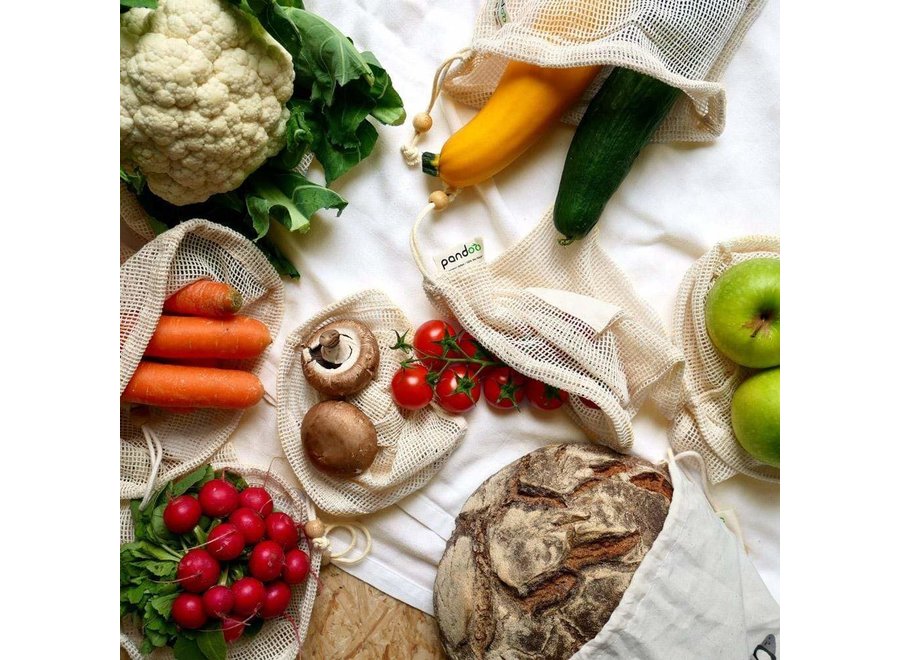 Groente & Fruit netjes van biologisch katoen - 3 stuks