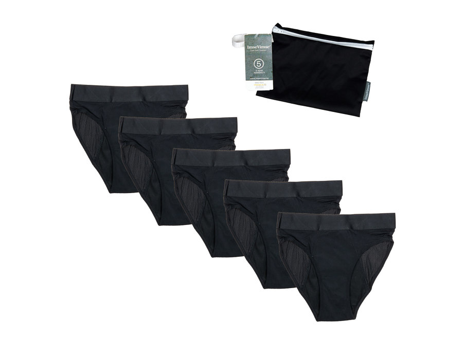 Set of 5 - Cheeky Pants menstrual underwear Feeling Hip + Wetbag