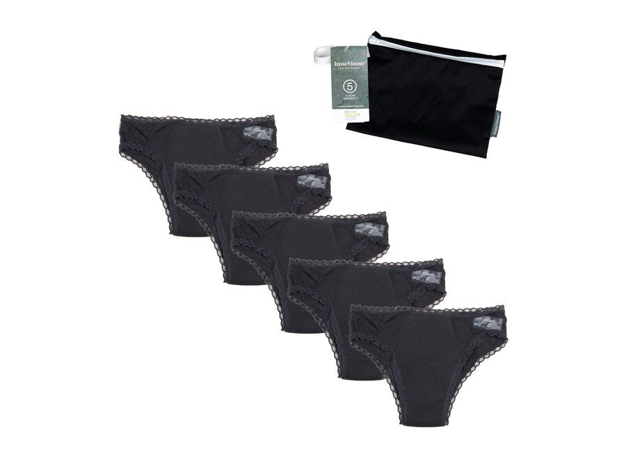 Set van 5 - Cheeky Pants menstruatie ondergoed Feeling Fancy + Wetbag