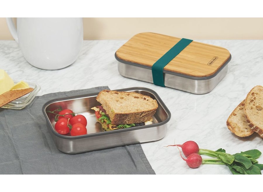 Black+Blum - Lunchbox - RVS Stahl & bambus - 900 ML - Antibakterielles Bamboodeckel - Hochwertiger Edelstahl