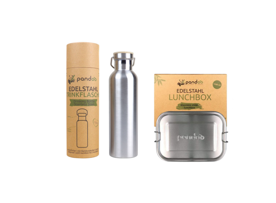 Pandoo stainless steel thermos flask insulated + Pandoo stainless steel lunch box 1200 ml