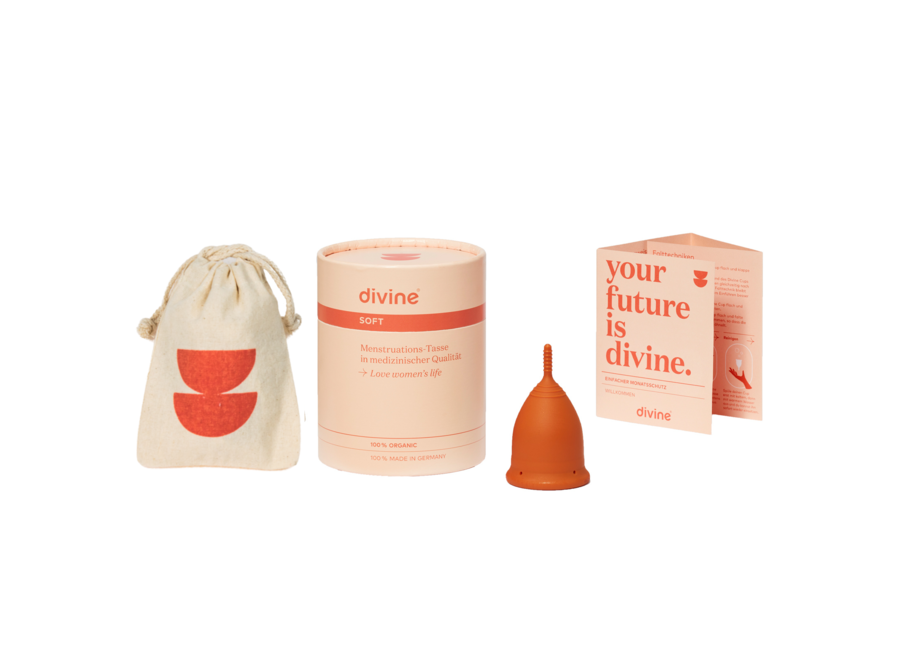 DivineCup - Menstruationstasse - Modell S - Pretty in Pink - Soft - 100% medizinisches Silikon - für leichtere Tage geeignet