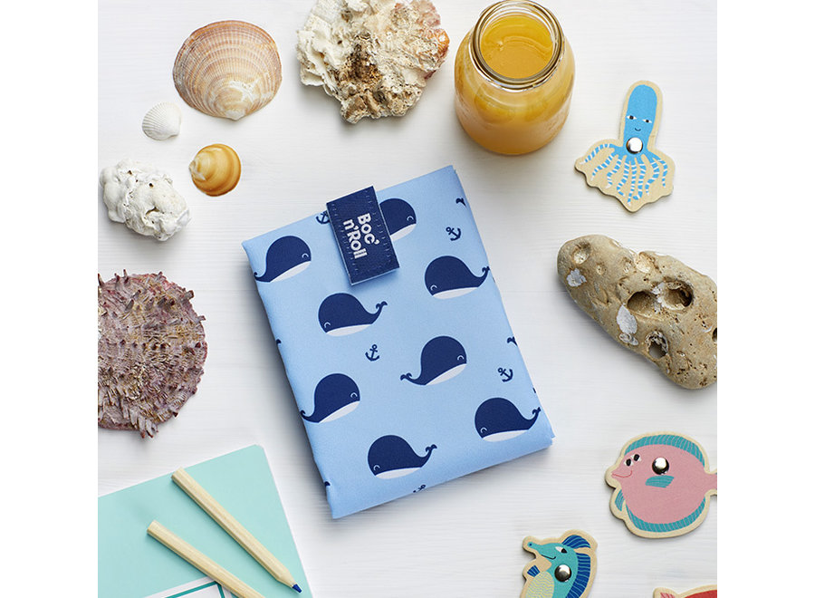 Boc'n'Roll Foodwrap - Whales - Reusable sandwich bag - Easy to clean