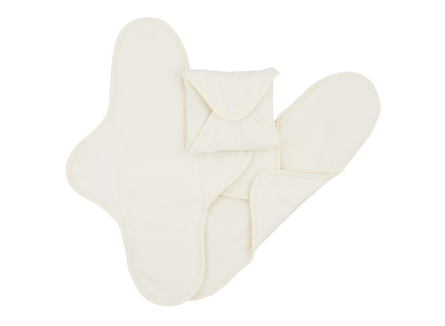 Kit de démarrage de serviettes hygiéniques lavables - Blanc - Boutons pression - Contribuez à un meilleur environnement avec ImseVimse