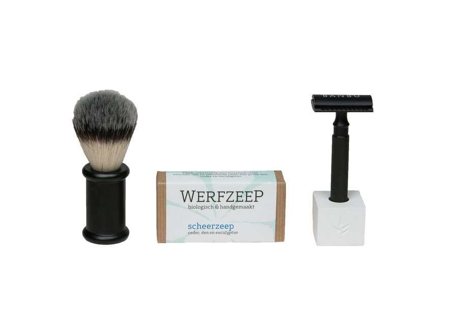 Shaving set Banbu black + Shaving soap - Werfzeep