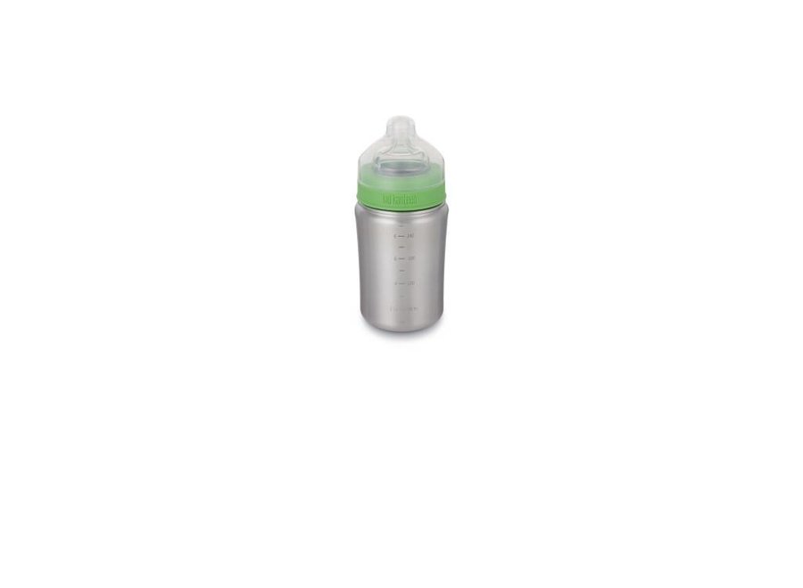 Baby Bottle with Medium Teat, 266ml/9oz - Brushed stainless