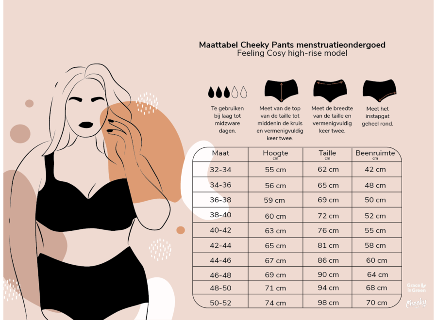 Menstruatie ondergoed | Feeling Cosy | Hipster | Maat 48-50