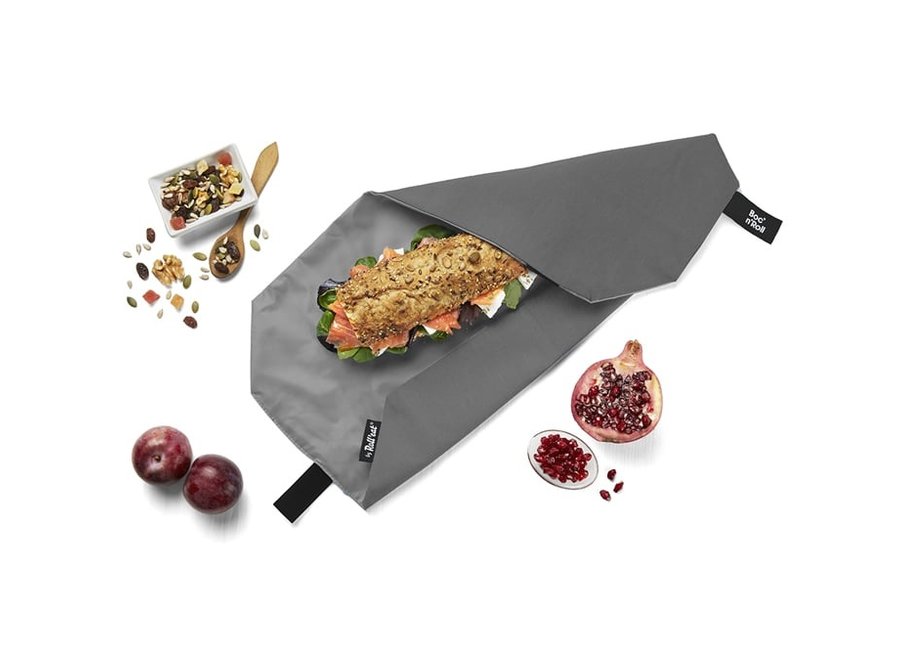 Boc 'n Roll Foodwrap - Active Grey - Wiederverwendbare Sandwichtasche - Leicht zu reinigen