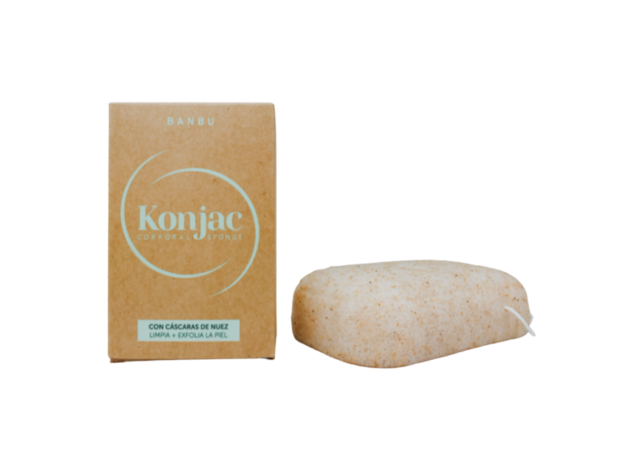 Banbu - ExfÖlrende Konjac-Schwamm - Körper - 9x6x2 cm - Natürlich, sehr sanft - Biologisch abbaubar