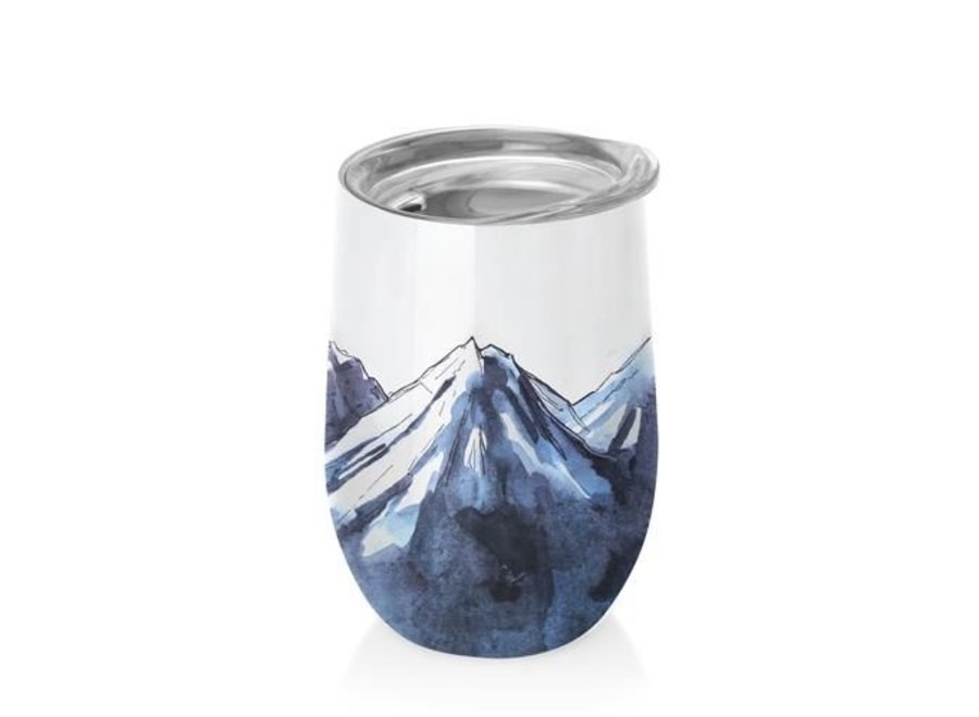 Bioloco - OfficeThermosbeker - RVS - Mountains - 420ML - Hält Ihre Getränke 3 Stunden warm - Hochwertiger Edelstahl