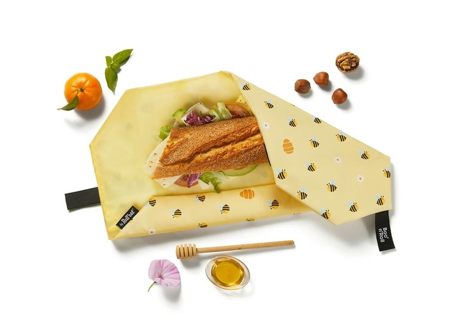 Boc'n'Roll Foodwrap - Bee - Wiederverwendbare Sandwichtasche - Leicht zu reinigen