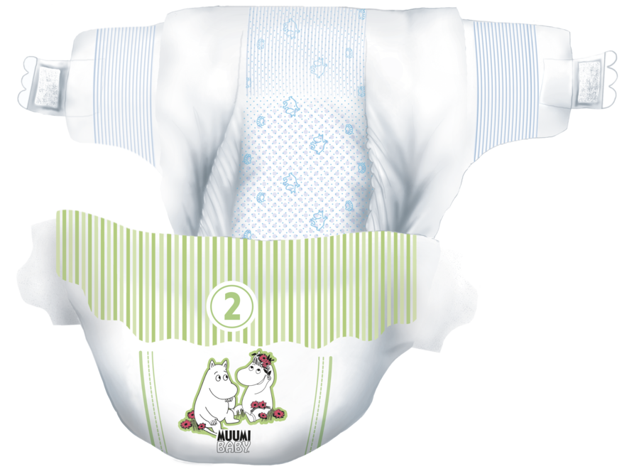 Moomin Baby Eco Wegwerpluiers - maat 2 - 3 t/m 6 kg - Voordeel verpakking