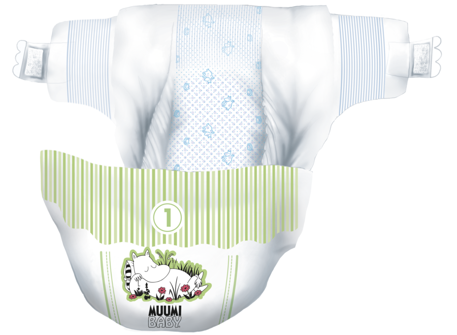 Moomin Baby Eco Wegwerpluiers - maat 1 - 2 t/m 5 kg - Voordeel verpakking
