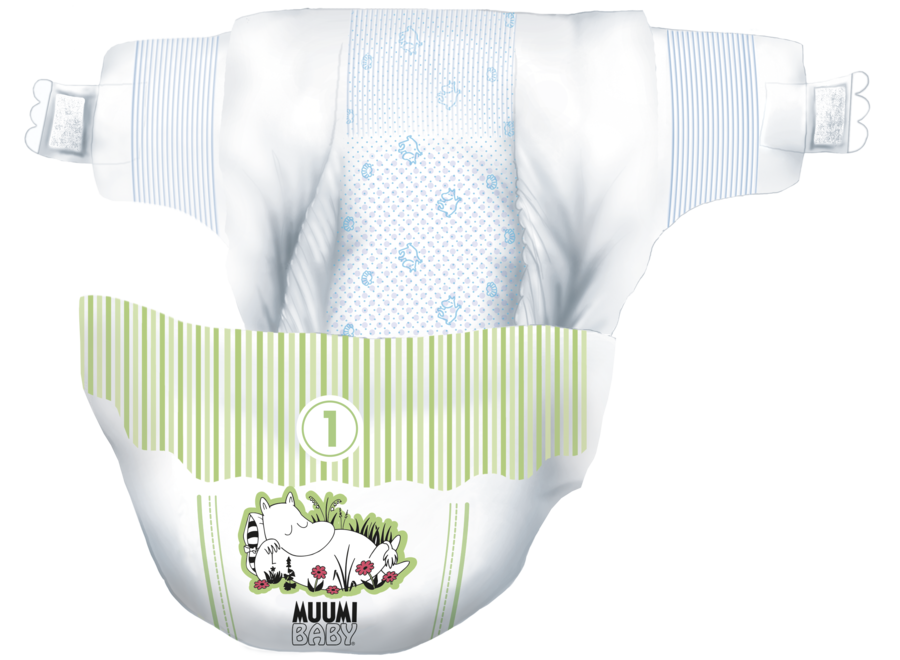 Moomin - Baby Eco  windeln - Größe 1 - 2 bis 5 kg - 100% kompostierbar - dermatologisch getestet