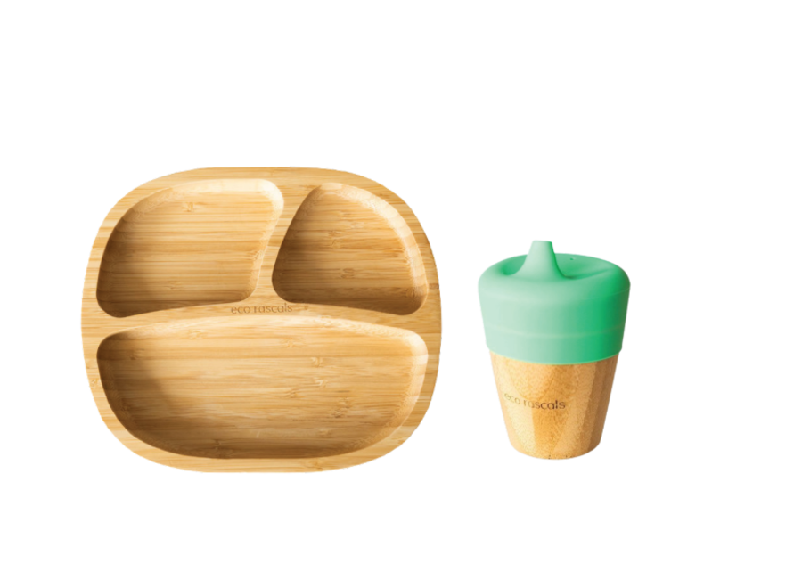 Eco Rascals - bambus Bord & Tuitbeker - Mehrfarbig - 100% organisch - BPA-frei