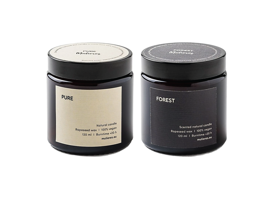 1x Candle - Pure - Natural fragrance - 120 ml + 1x Candle - Forest fragrance -120 ml