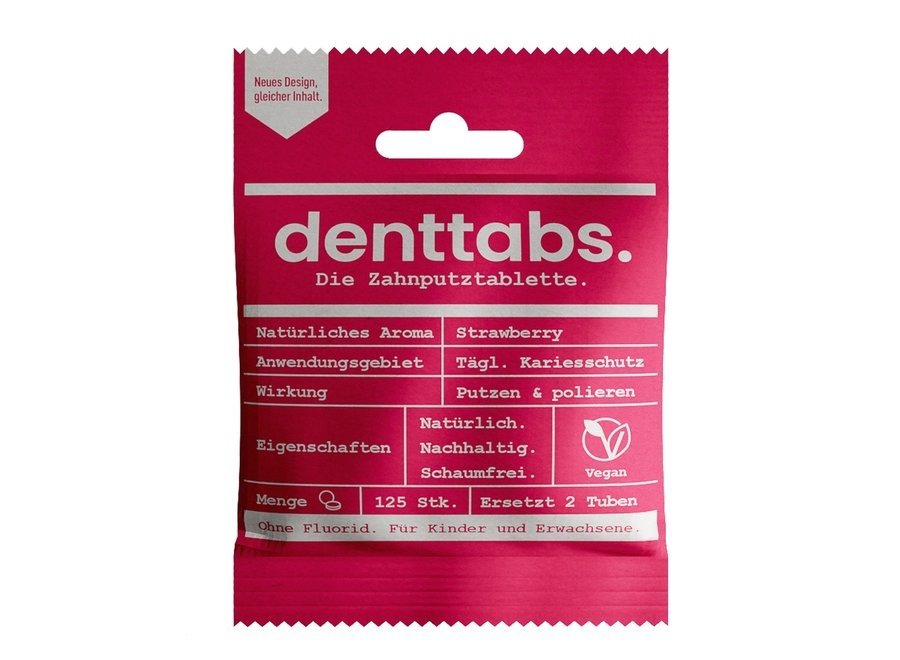 Toothpaste tablets Kids - Strawberry - without fluoride + Toothbrush for children - Extra soft - Bamboo