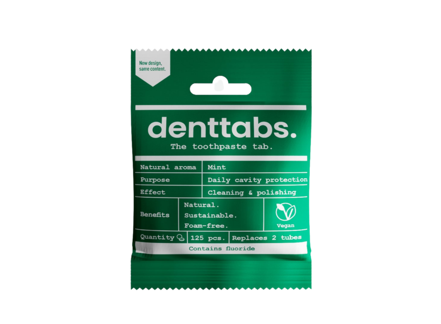 DENTTABS - Tandpasta Tabletten - Mint - Mit Fluorid - Extra Zart - 100% Plastikfrei - Eco-Friendly