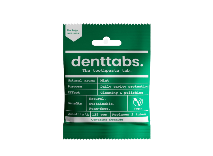 Tandpasta tabletten - Mint- Met fluoride  + Tandenborstels met gepolijste borstelharen - Bamboe- Extra zacht