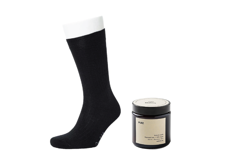 Socks - Organic cotton - 3-pack + Scented candle Pure