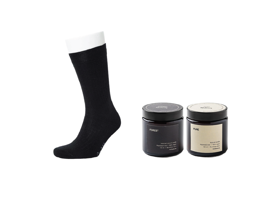 Socks – Organic cotton – 3-pack + Scented candle Pure -+ Scented candle Forest
