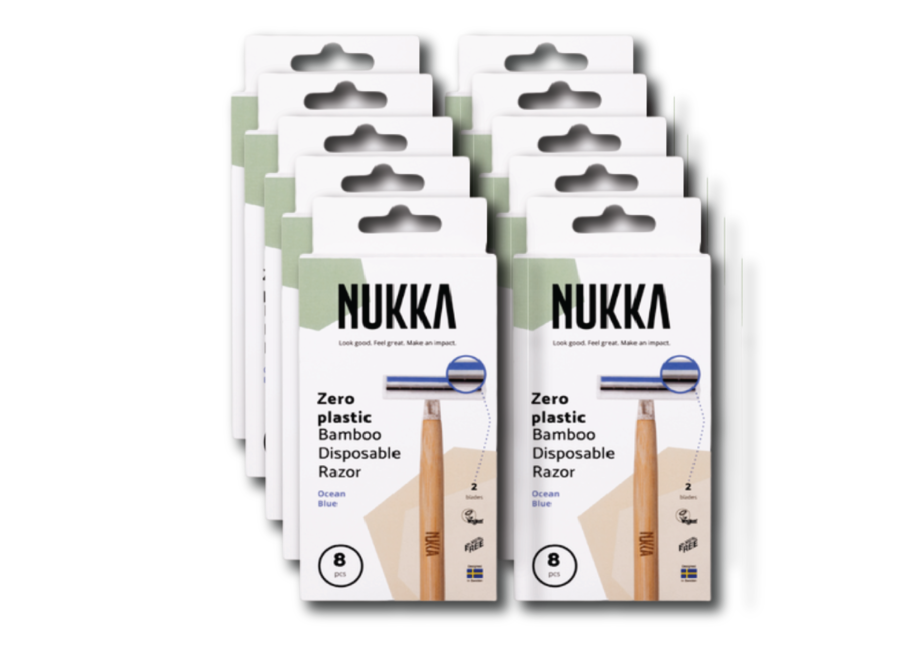 10x Nukka bamboo razor 2 blades blue 8 - pack