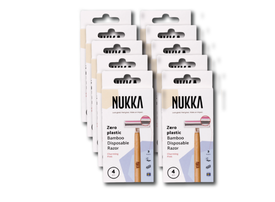 Nukka bamboo razor 3 blades pink 4-pack
