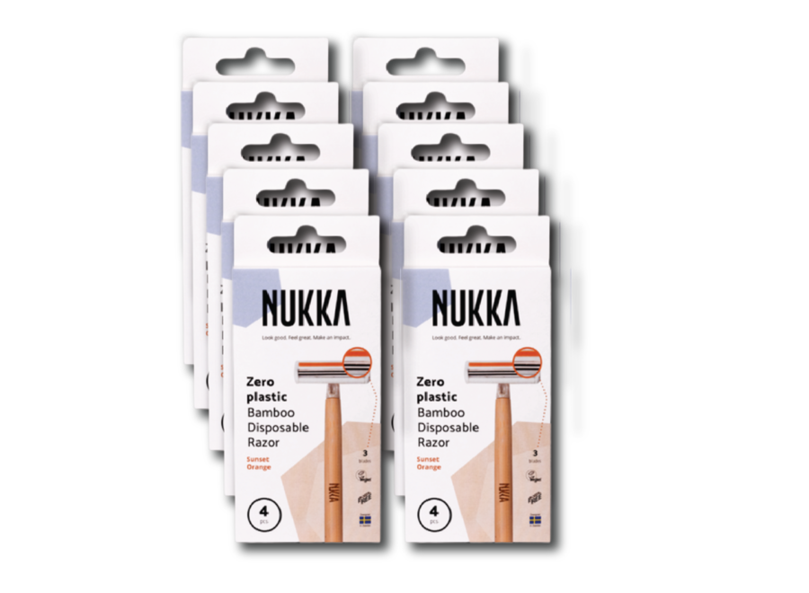 Nukka bamboe scheermes 3 mesjes oranje 4-pack