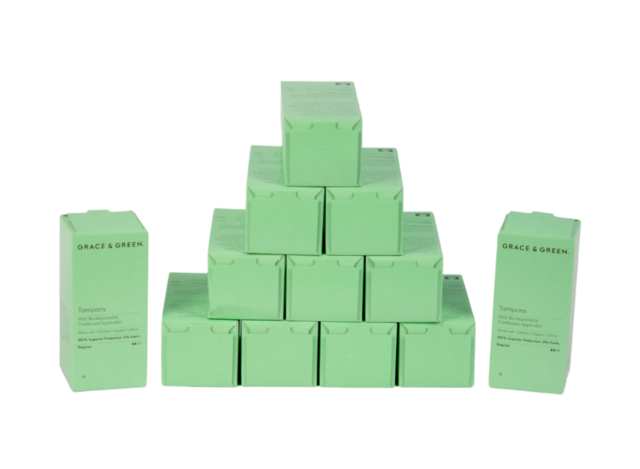 Voordeelverpakking - Grace and Green Tampons normaal organisch katoen + applicator  12x16  stuks