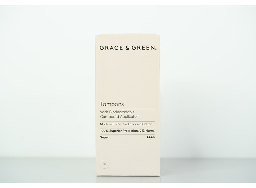 Voordeelverpakking - Grace & Green organic cotton tampons met applicator super 12 x 14 stuks