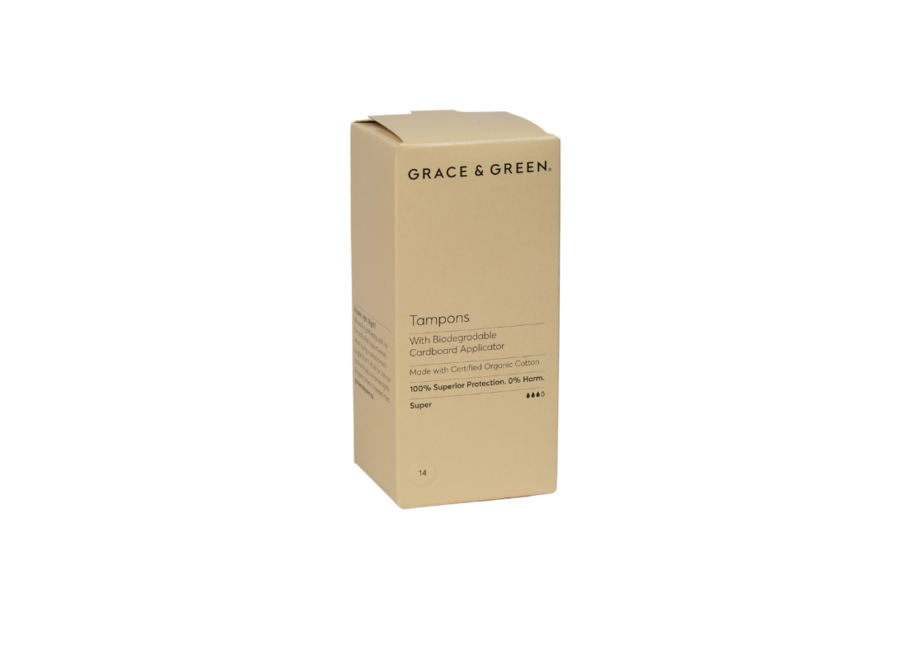 Voordeelverpakking - Grace & Green organic cotton tampons met applicator super 12 x 14 stuks