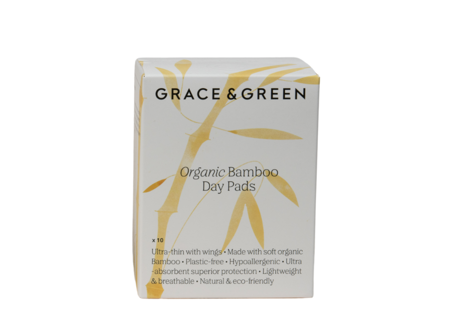 Grace & Green - Bambus Tag Binden - Vorteilspackung - 12 x 10 Stück - Ultra absorbierend - 100% biologisch