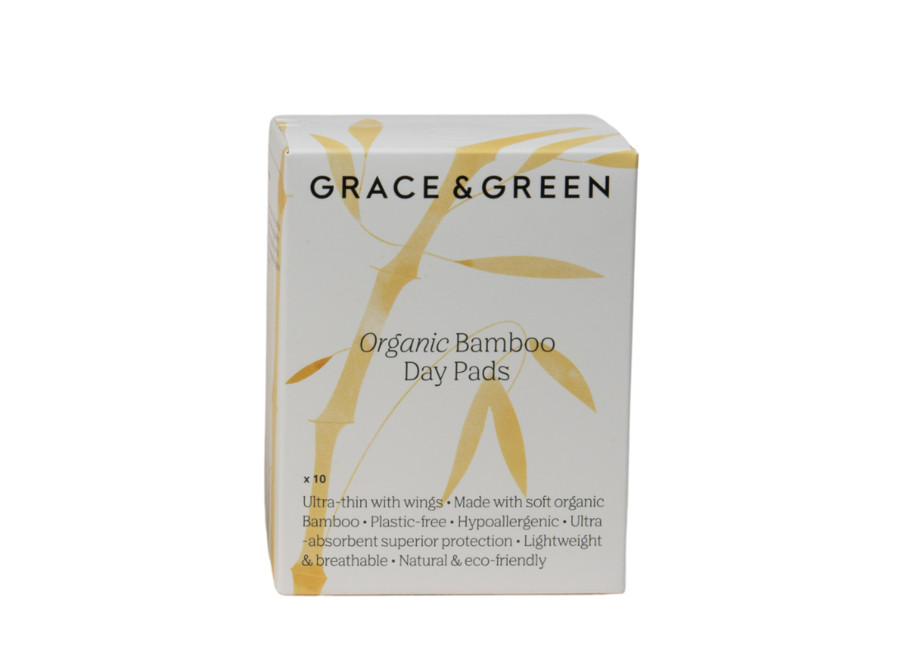 Pack économique - Grace & Green serviettes hygiéniques en bambou 12 x 10 pièces. Ultra absorbantes et respirantes, protection permanente contre les fuites.