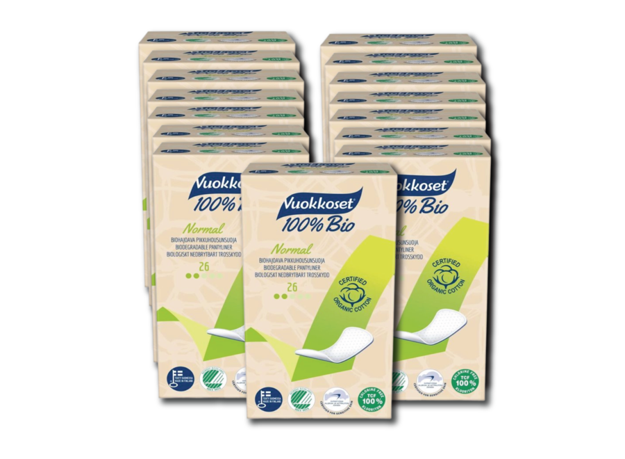 Value pack - Vuokkoset panty liners - 100% organic - 15 x 26 pieces