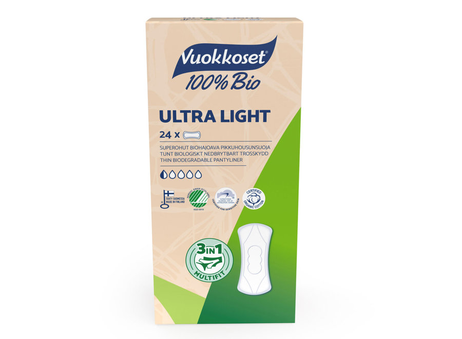 Value pack - Vuokkoset panty liners ultra light - 100% organic - 12 x 24 pieces