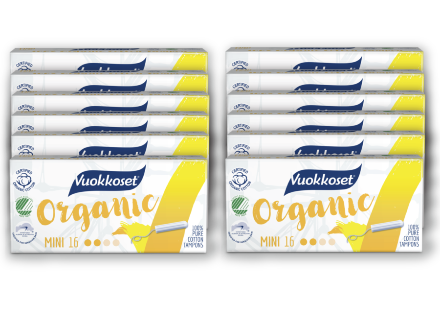 Voordeelverpakking - Vuokkoset Tampons  Organisch Katoen Mini 20 x 16 stuks