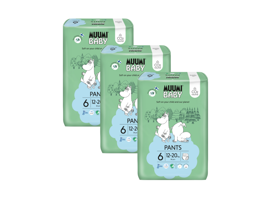 Moomin Baby - Eco Windelhosen - Maat 6 - 12 bis 20 kg - Umweltfreundlich - Hautfreundlich