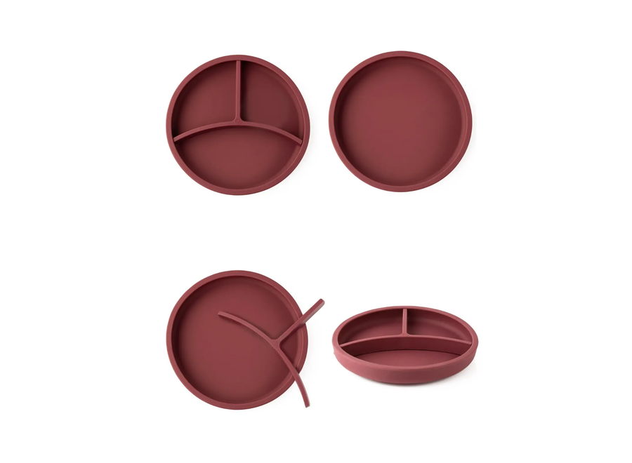 Plateau en silicone avec ventouse + séparateur - Différentes couleurs - Idéal pour les enfants