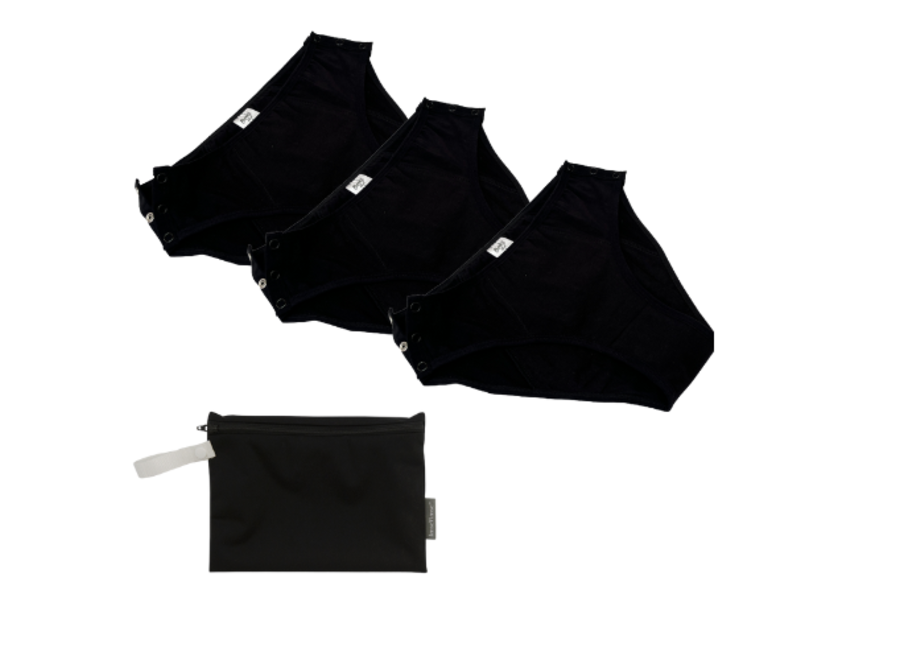 Set of 3 - Menstrual underwear Feeling Easy + Wetbag