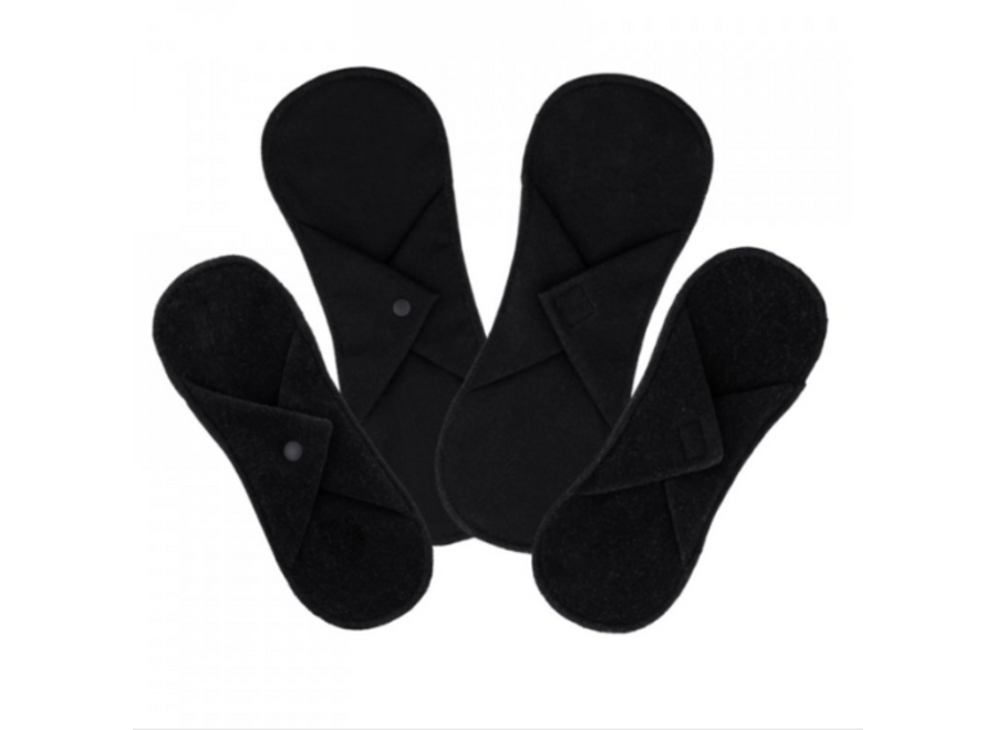 4-pack reusable sanitary pads and panty liners - Black