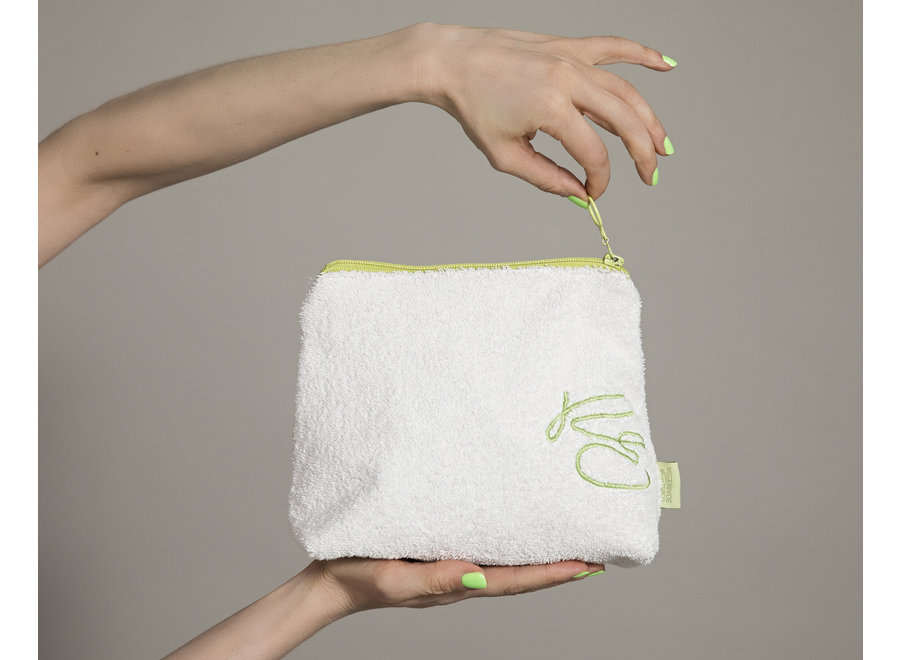 Toiletry bag - Terry cloth - Upcycle - Medium - Lime