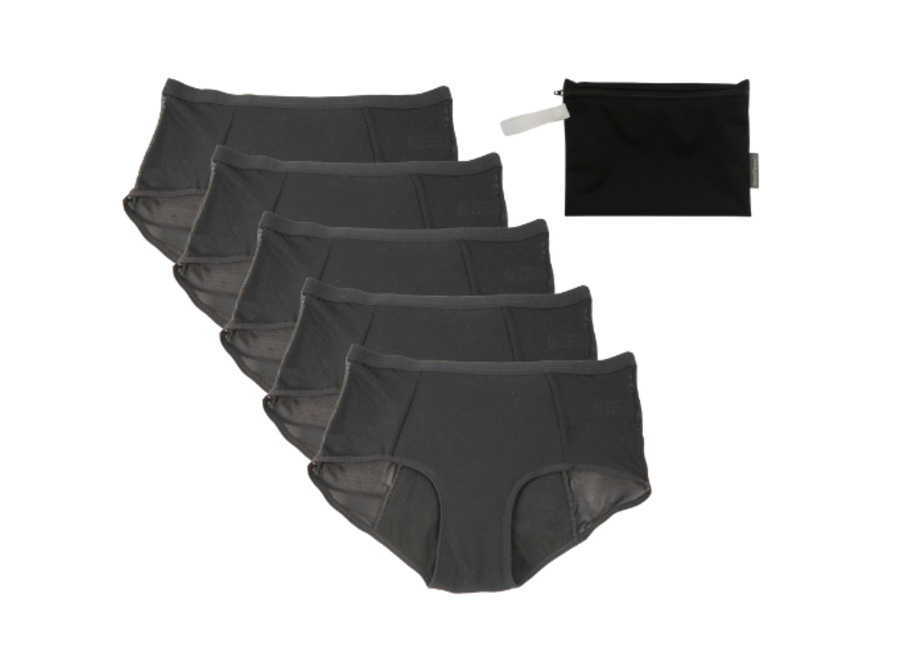 Set of 5 + wetbag - Cheeky Pants Feeling Fearless - Extra absorption - Bamboo