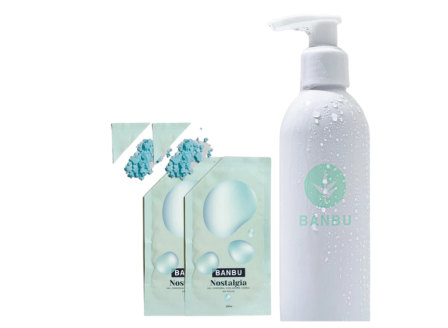 Shower gel powder & reusable Bottle - 2 pieces - Herbal - Nostalgia - 500 ML