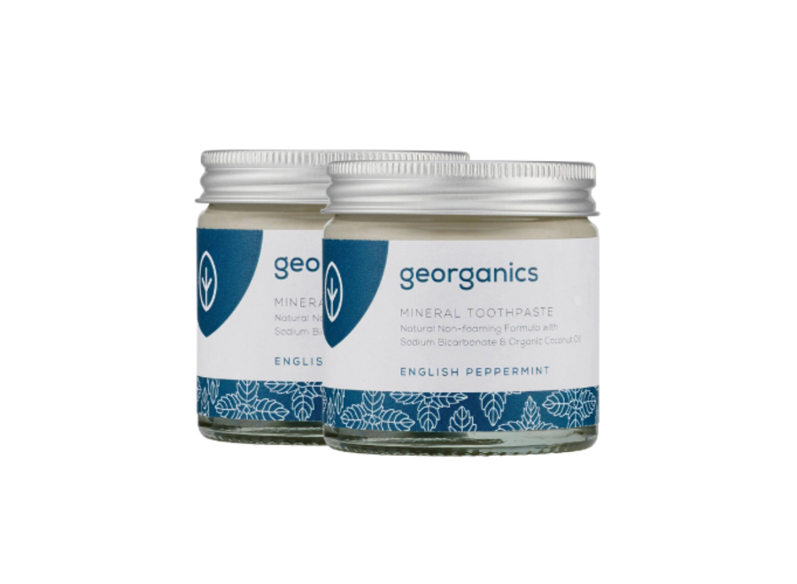 Georganics - Minerale tandpasta poeder – Pepermunt - 2 stuks