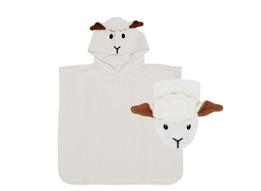 Poncho de bain & Gant de toilette - Enfants – Coton bio – Stella le Mouton | Idéal pour la plage et la piscine, doux et rapide à sécher | Écologique et durable.