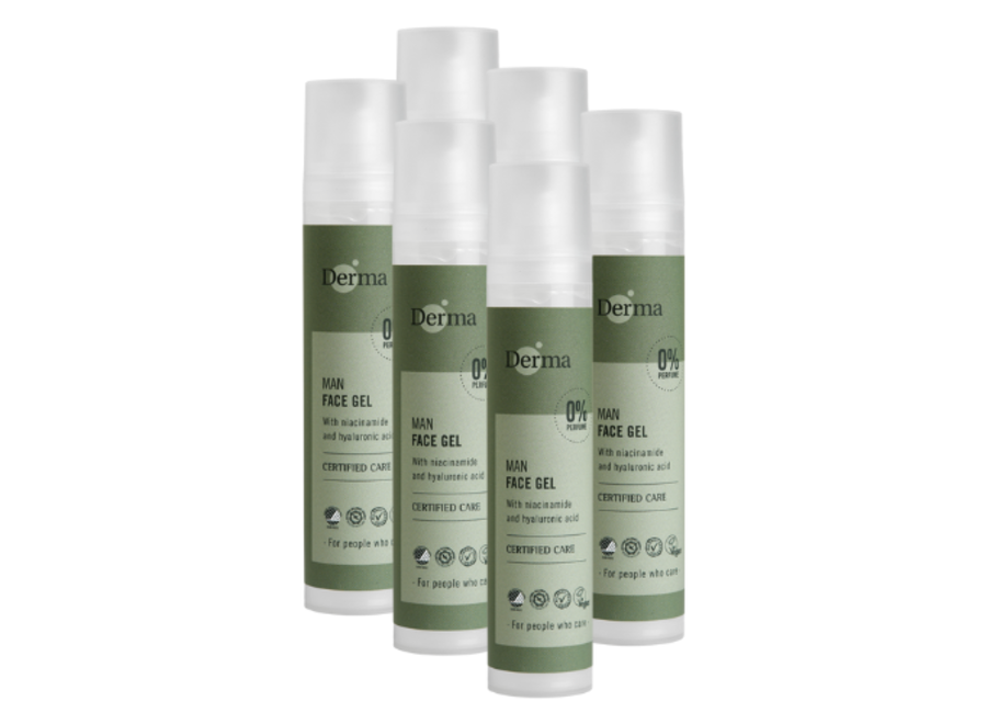 Derma Eco Man - Gesichtsgele - Vorteilspackung - 6x50 ML - Intensive Hydratation - Speziell für empfindliche Haut