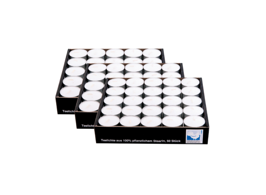 Tea lights - Plantbased Stearin - 150 pieces - White