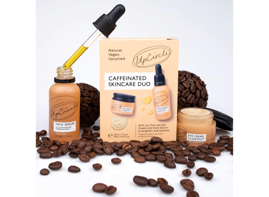 Duo de Soins Caffeinés – Huile de Café Upcyclée – Sérum et Crème Contour des Yeux, un cadeau idéal pour les amateurs de café et de soins de la peau