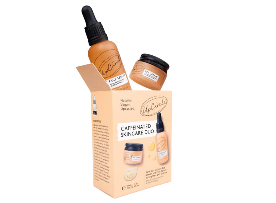 Caffeinated Skincare Duo – Upcycled Coffee Oil – Serum + Eye Cream