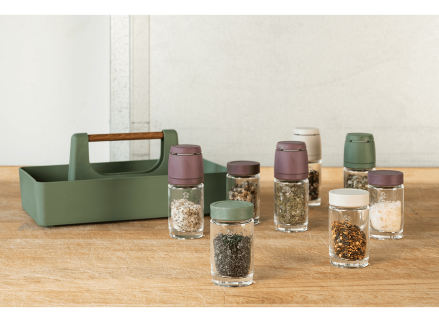 Spice mill & 2 spice jars - Grey